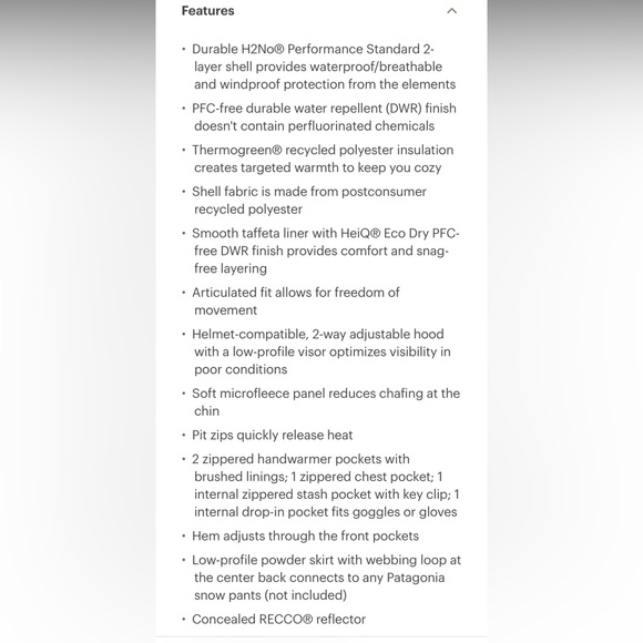 Patagonia Womens Teal Powder Town Insulated Ski Jacket - Picture 6 of 7